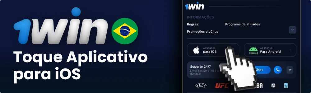 Toque no botão Aplicativo para iOS