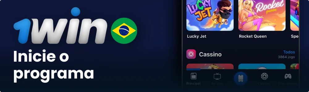 Localize o ícone do 1win app iOS