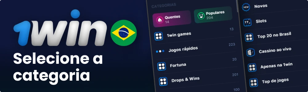 Selecione a categoria do cassino 1win Brasil