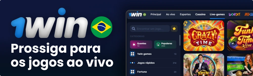Vá para os jogos ao vivo pelo menu 1win